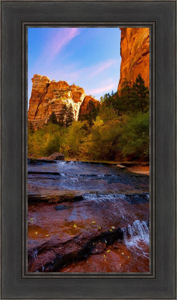 Morning At The Falls Open Edition Canvas / 15 X 30 Black 21 1/2 36 Art