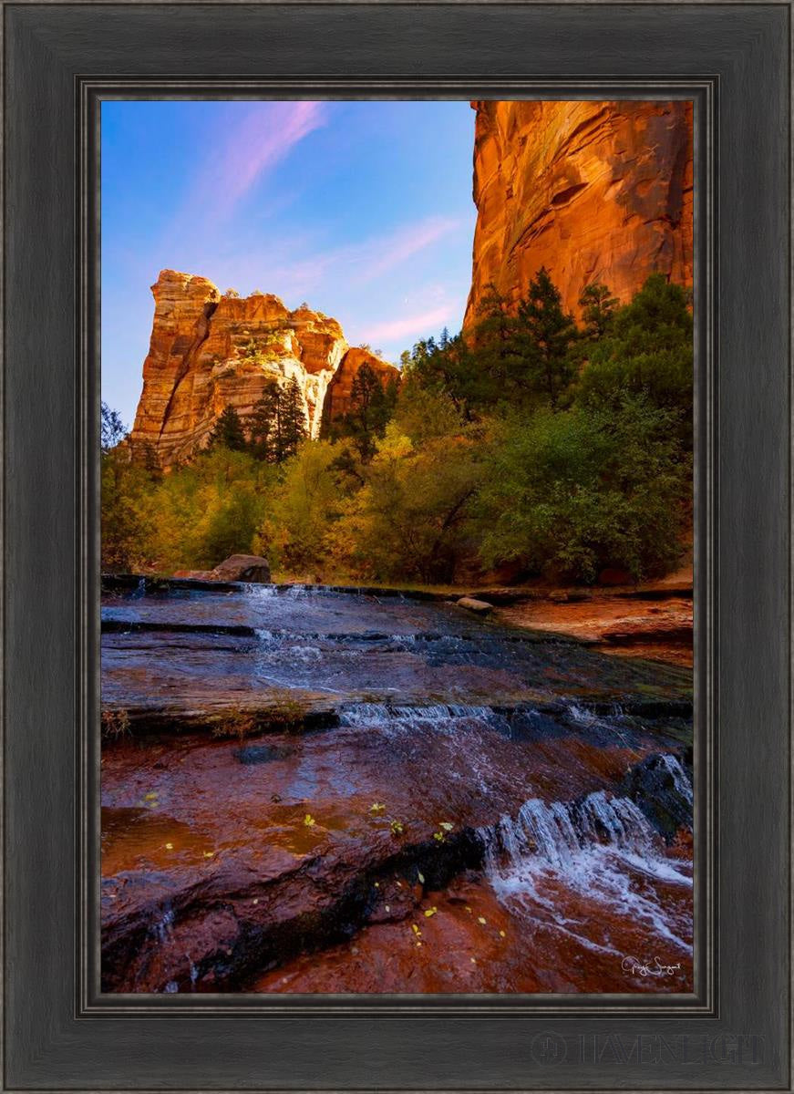 Morning At The Falls Open Edition Canvas / 20 X 30 Black 26 1/2 36 Art