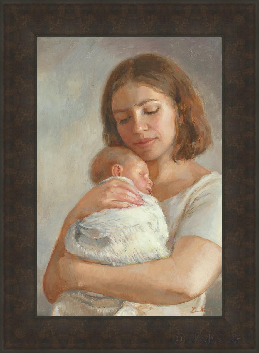 Mothers Love Open Edition Canvas / 20 X 30 Bronze Frame 27 3/4 37 Art