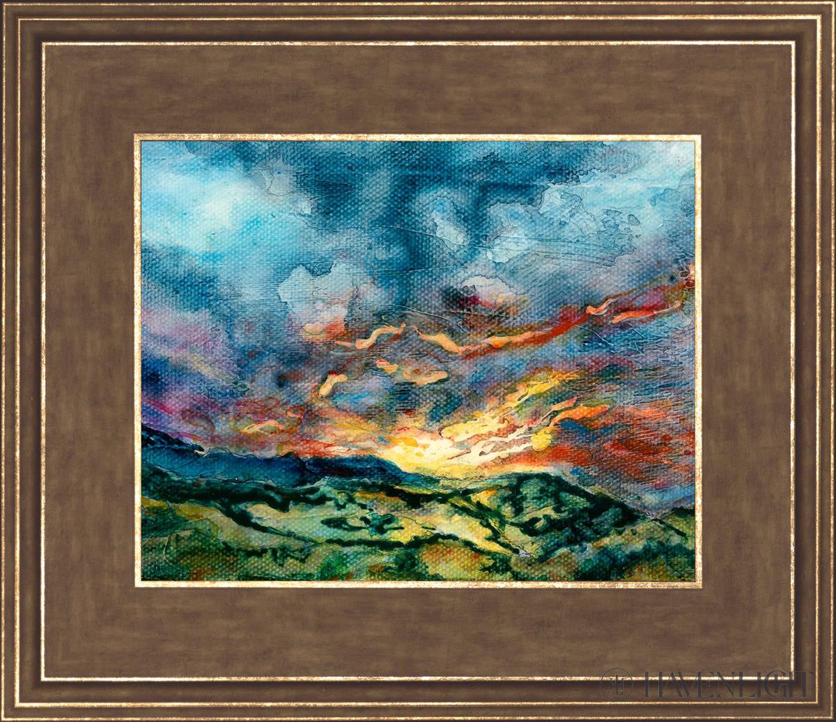 Mountain Sunset Open Edition Print / 10 X 8 Gold 14 3/4 12 Art