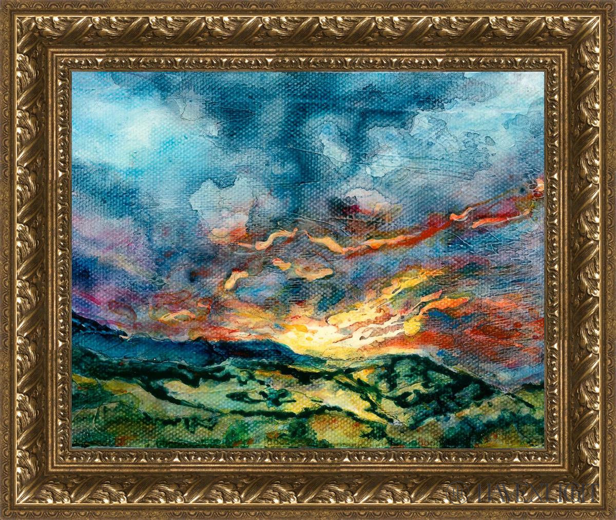 Mountain Sunset Open Edition Print / 20 X 16 Gold 25 3/4 21 Art