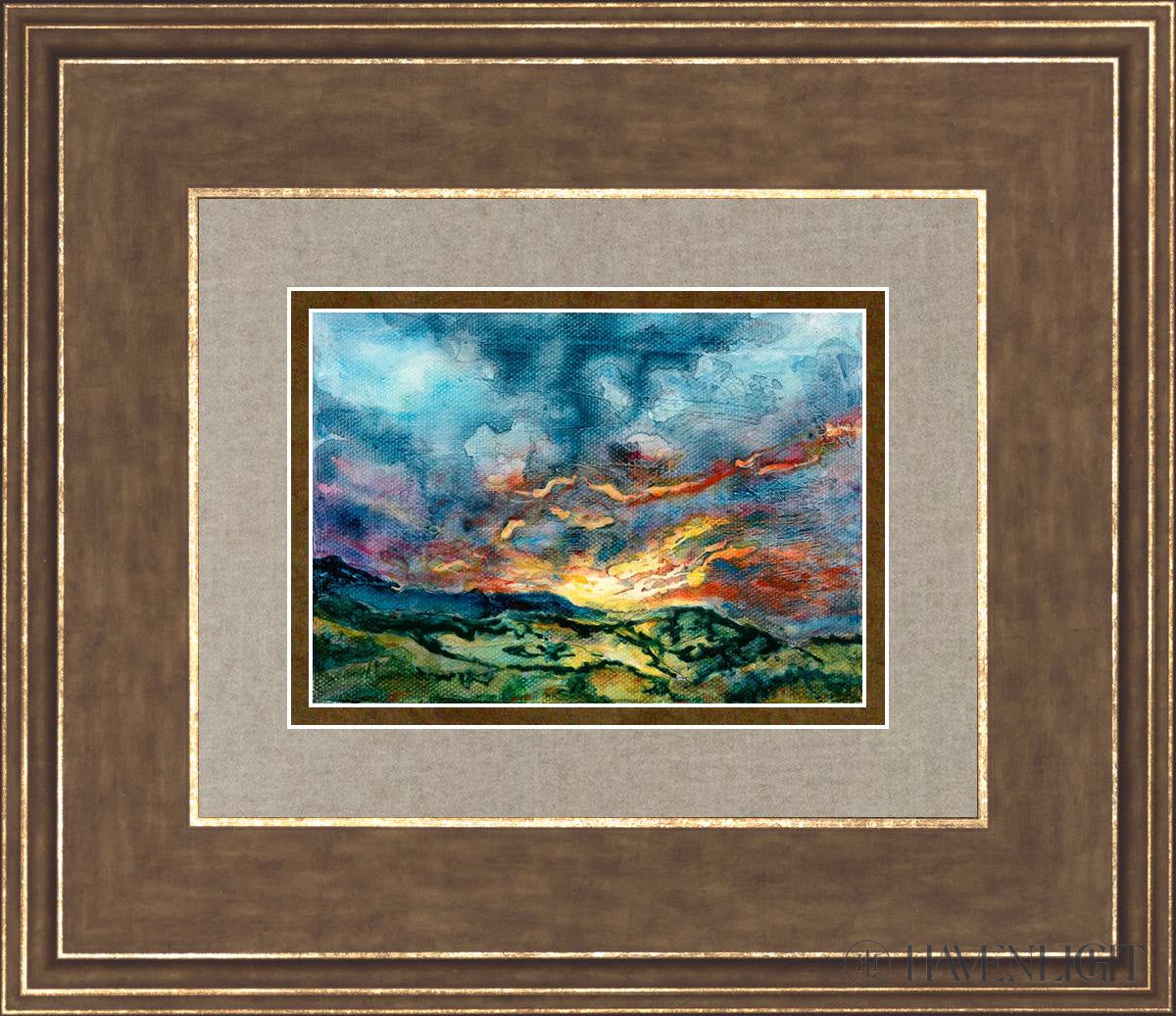 Mountain Sunset Open Edition Print / 7 X 5 Gold 14 3/4 12 Art