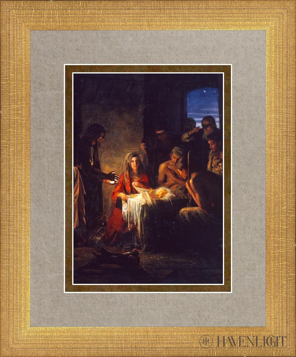 Nativity Open Edition Print / 5 X 7 Matte Gold 9 3/4 11 Art