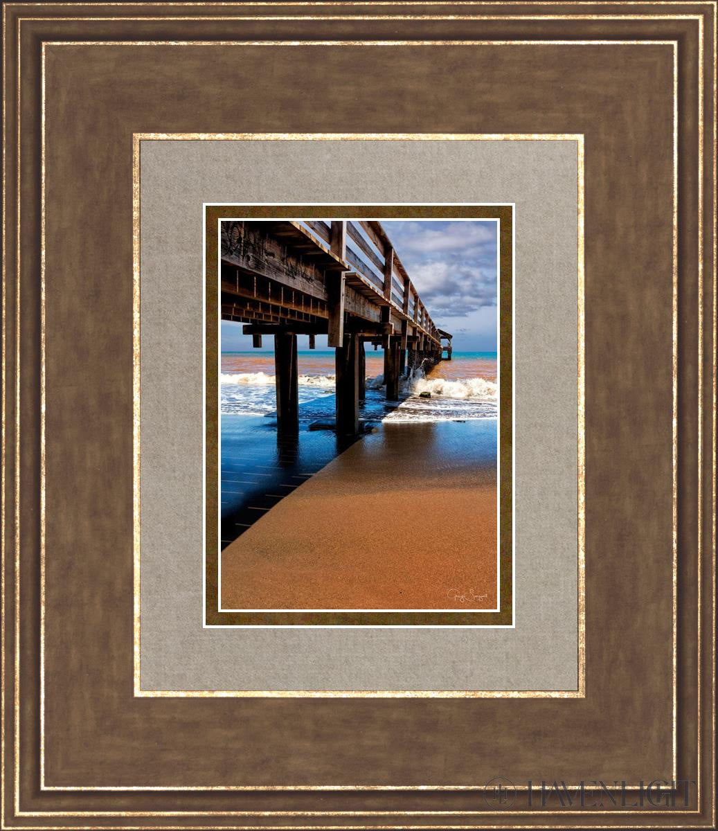 Old Hanalei Pier Open Edition Print / 5 X 7 Gold 12 3/4 14 Art