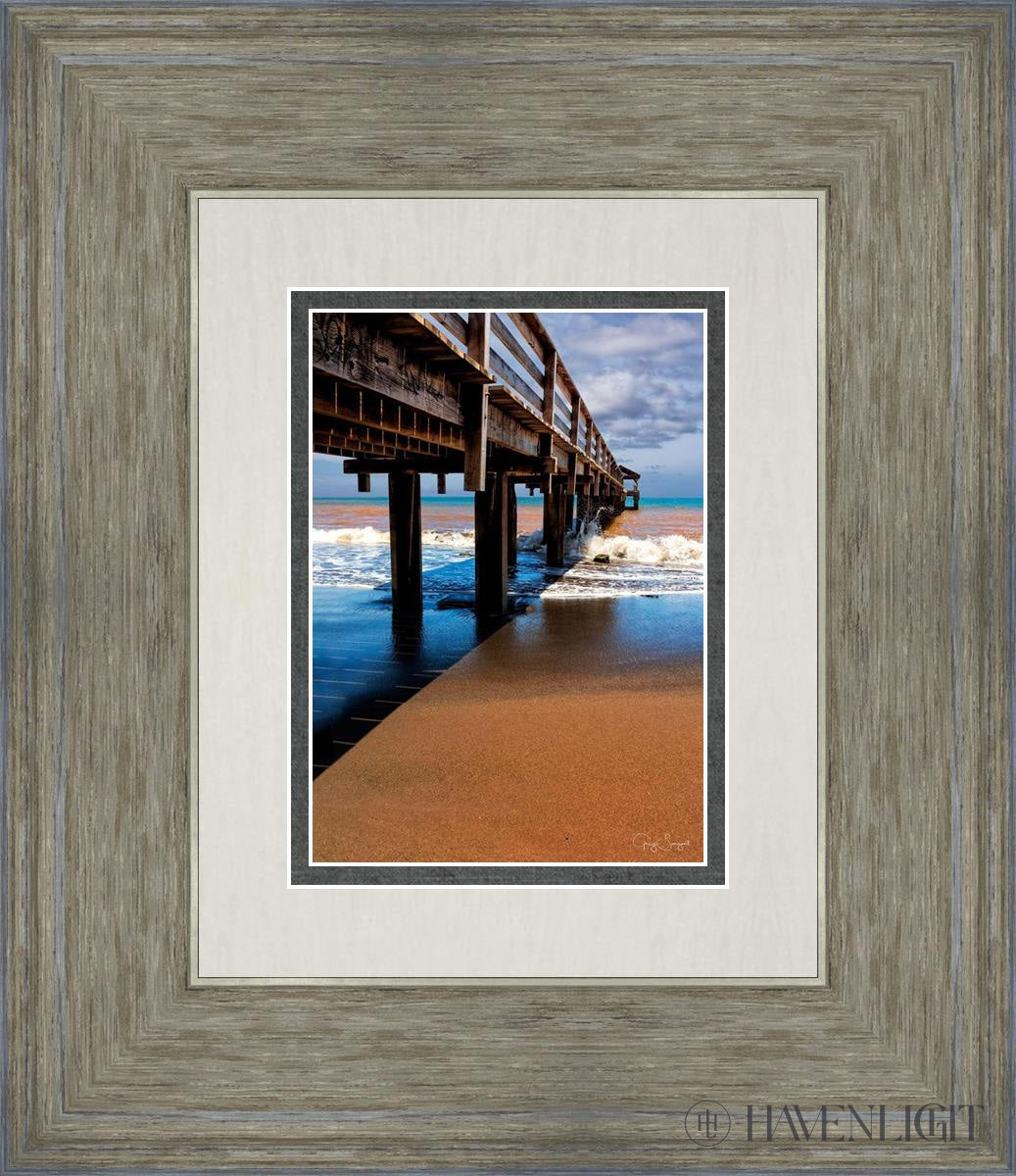 Old Hanalei Pier Open Edition Print / 5 X 7 Gray 12 3/4 14 Art