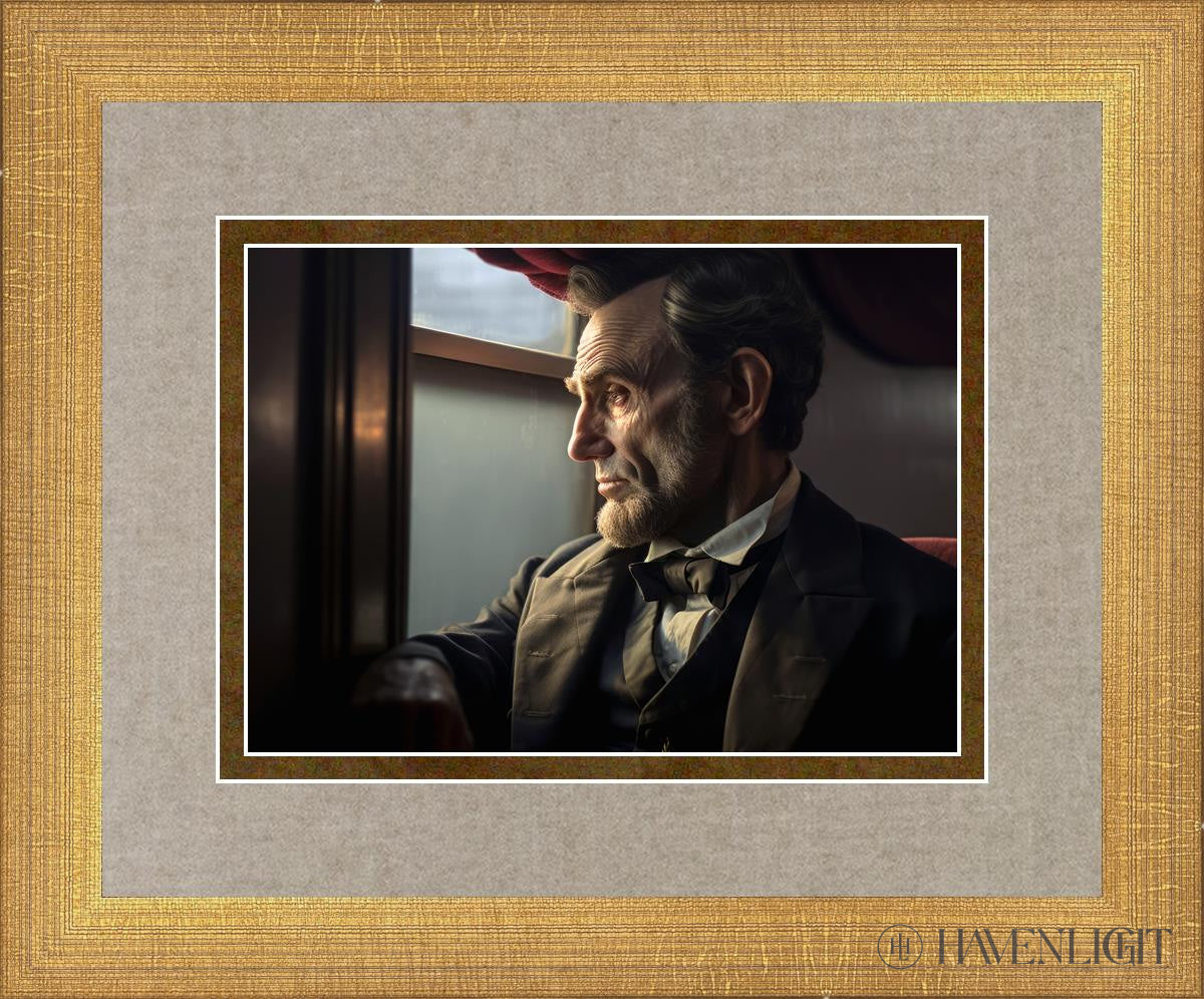 On The Train To Gettysburg Open Edition Print / 7 X 5 Matte Gold 11 3/4 9 Art