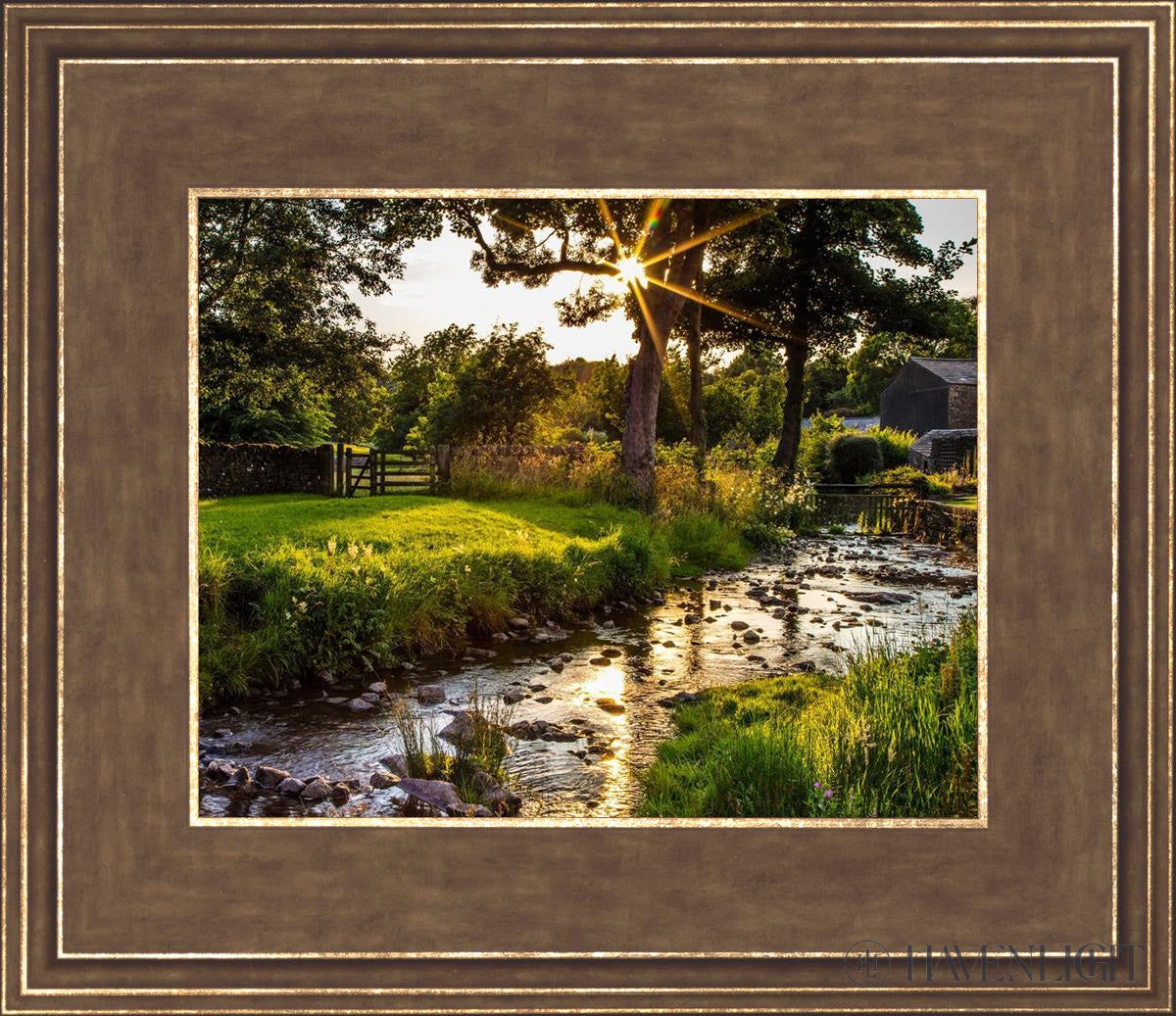 Plate 4 - Downham Spring Brook At Sunset Open Edition Print / 10 X 8 Gold 14 3/4 12 Art
