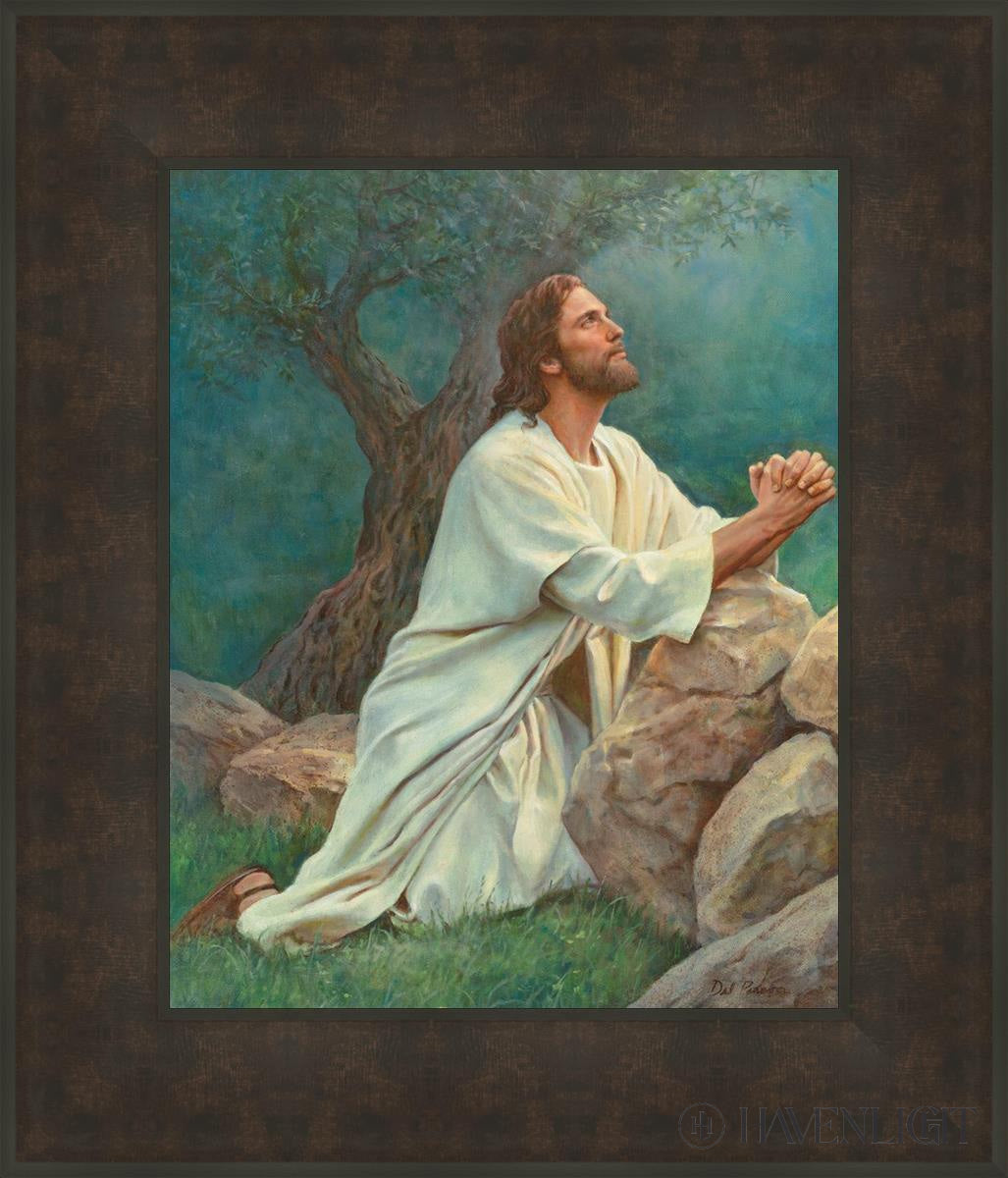 Prayer At Gethsemane Open Edition Print / 16 X 20 Bronze Frame 23 3/4 27 Art