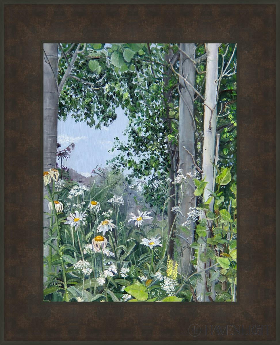 Quakies And Daisies Open Edition Canvas / 18 X 24 Bronze Frame 25 3/4 31 Art