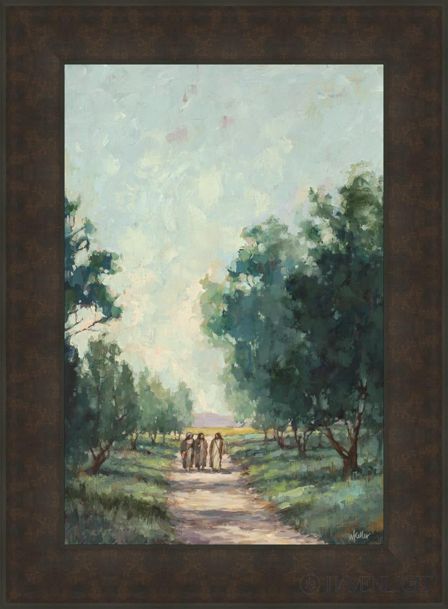Road To Emmaus Open Edition Canvas / 20 X 30 Bronze Frame 27 3/4 37 Art