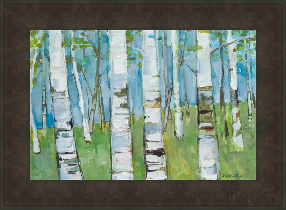 Spring Aspens Open Edition Canvas / 30 X 20 Bronze Frame 37 3/4 27 Art