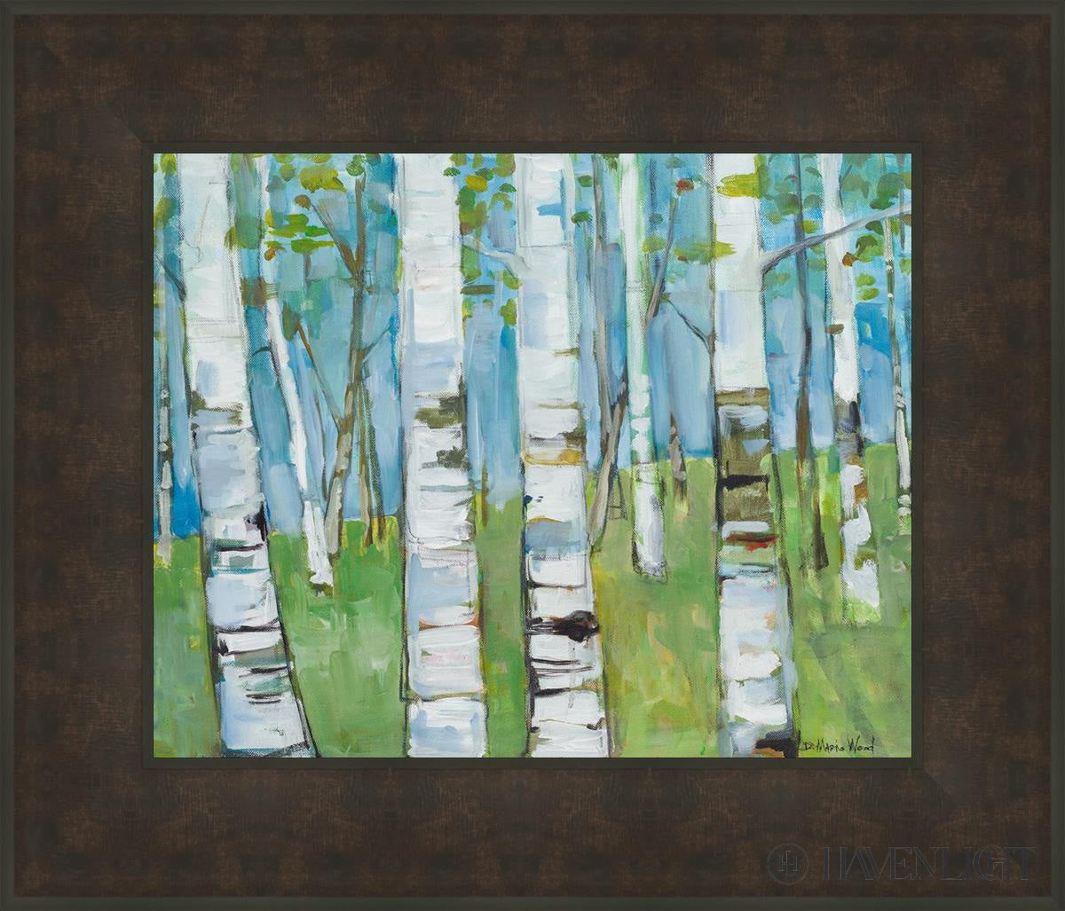 Spring Aspens Open Edition Print / 20 X 16 Bronze Frame 27 3/4 23 Art