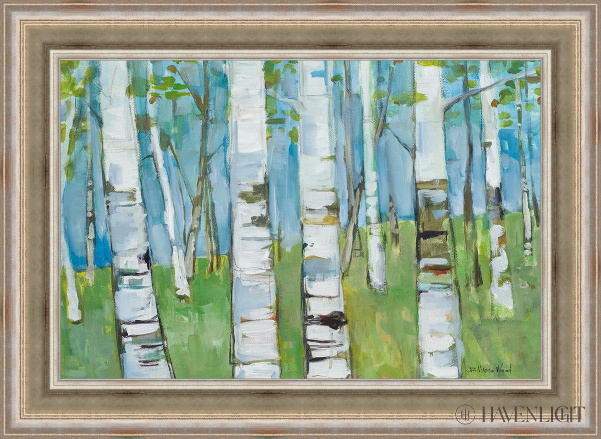 Spring Aspens Open Edition Canvas / 36 X 24 Colonial Silver Metal Leaf 44 3/4 32 Art