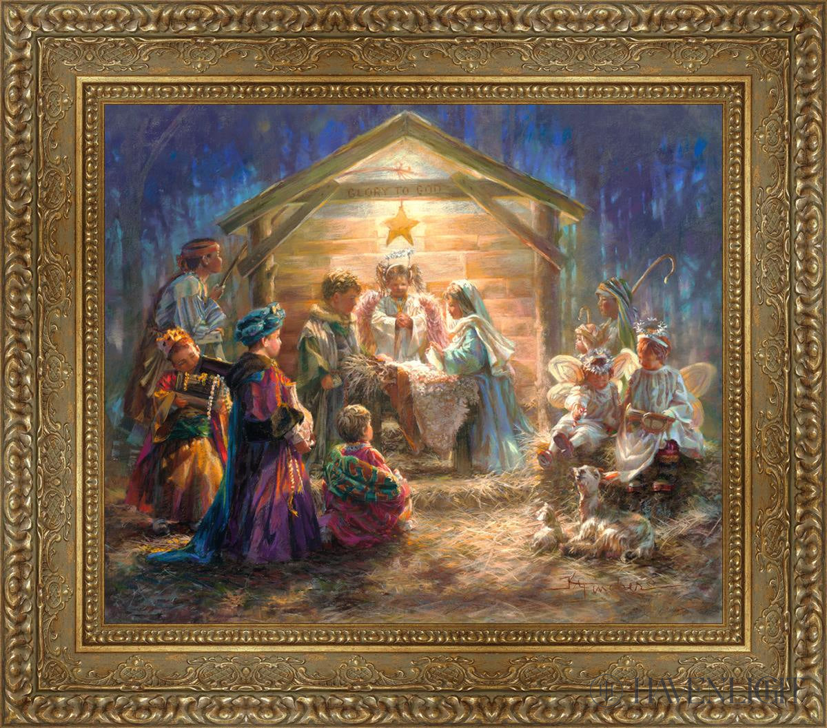 The Heart Of Christmas Open Edition Canvas / 23 3/4 X 20 Natural Wood Float Frame 31 1/2 27 Art