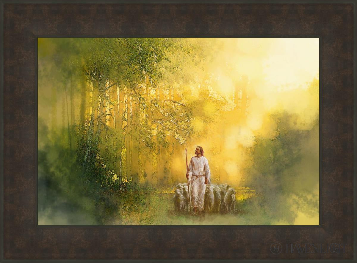 The Lord Is My Shepherd Open Edition Canvas / 30 X 20 Bronze Frame 37 3/4 27 Art