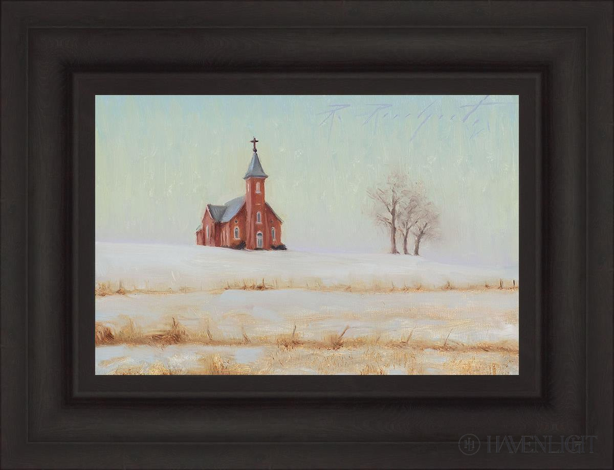 Three Trees And A Church Open Edition Canvas / 18 X 12 Brown 25 3/4 19 Art