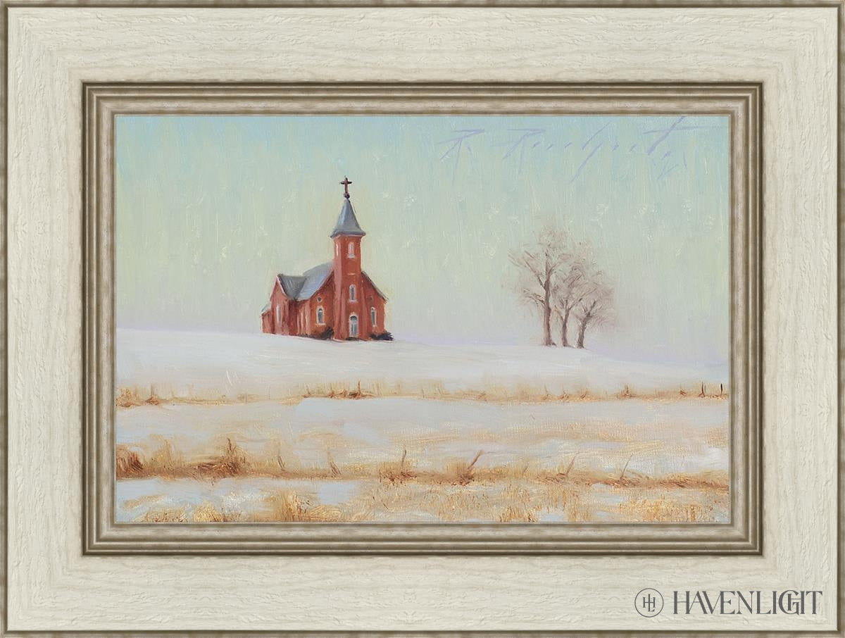 Three Trees And A Church Open Edition Canvas / 18 X 12 Ivory 24 1/2 Art