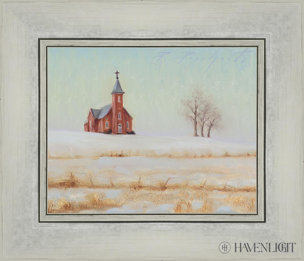 Three Trees And A Church Open Edition Print / 10 X 8 Silver 14 1/4 12 Art