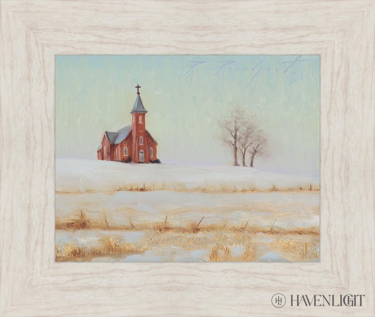 Three Trees And A Church Open Edition Print / 14 X 11 Ivory 19 1/2 16 Art