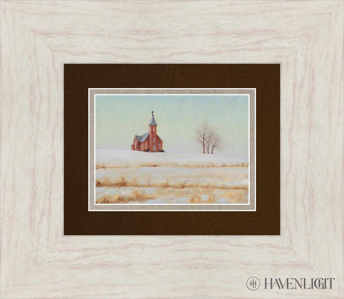 Three Trees And A Church Open Edition Print / 7 X 5 Ivory 15 1/2 13 Art