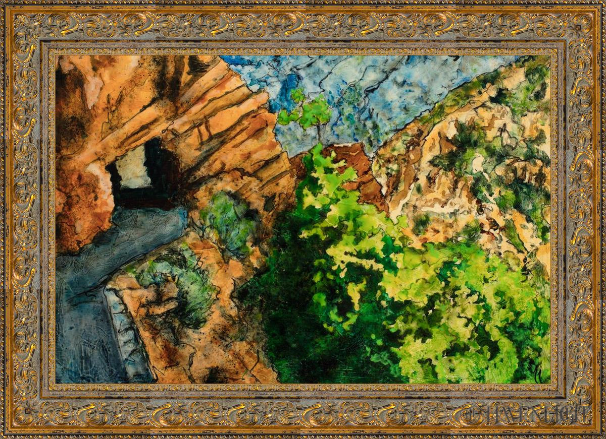 Timpanogos Cave Trail Open Edition Canvas / 36 X 24 Gold 43 3/4 31 Art