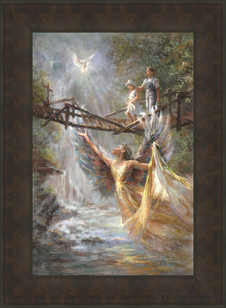 Wings Of Protection Open Edition Canvas / 20 X 30 Bronze Frame 27 3/4 37 Art