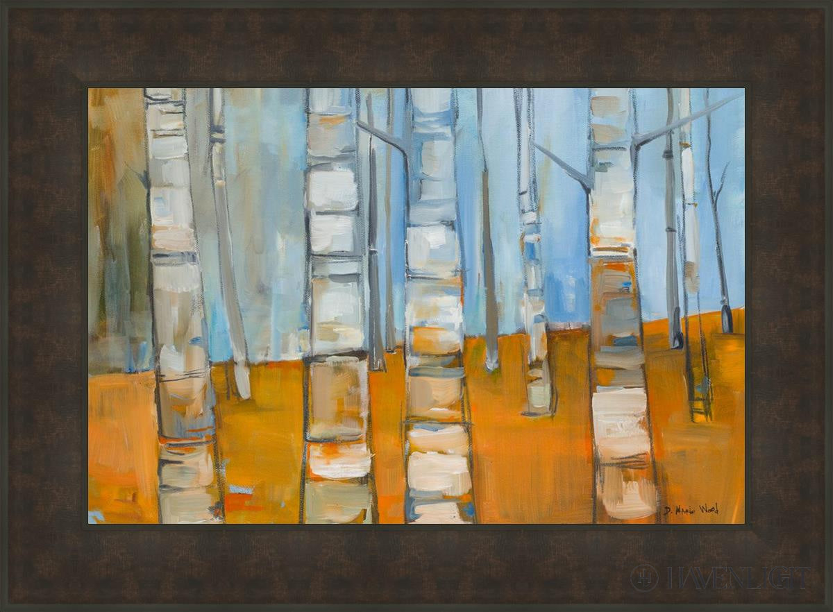 Winter Aspens Open Edition Canvas / 30 X 20 Bronze Frame 37 3/4 27 Art