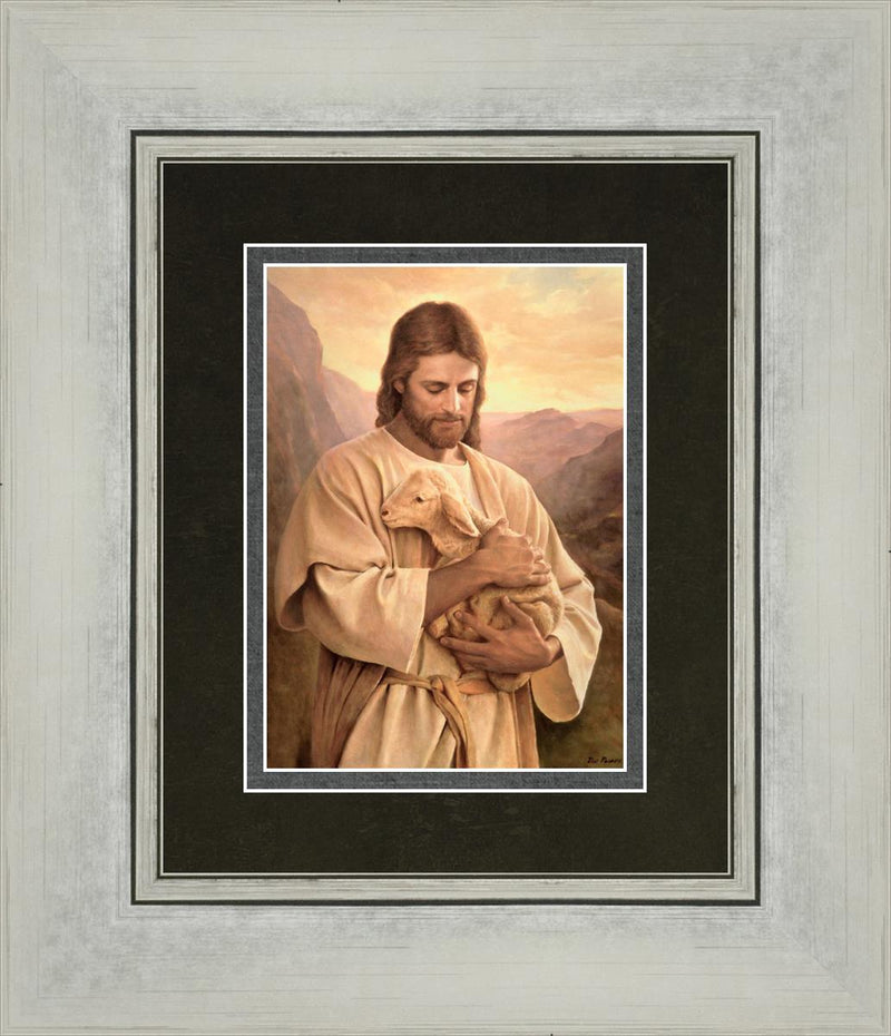 lost lamb by del parson jesus christ holding a white lamb clutched to ...