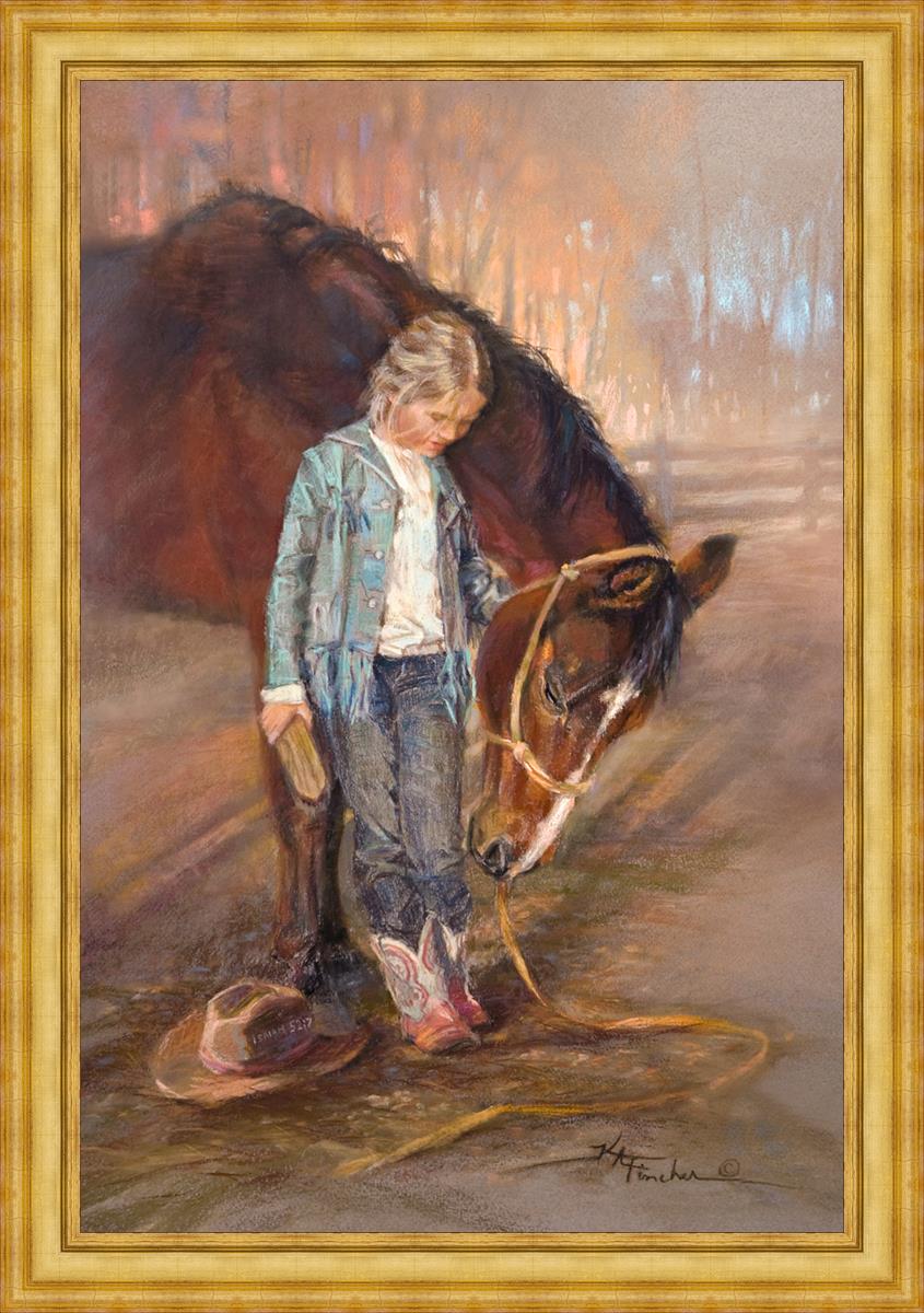 New Boots New Shoes by Kathryn Fincher Girl and horse standing