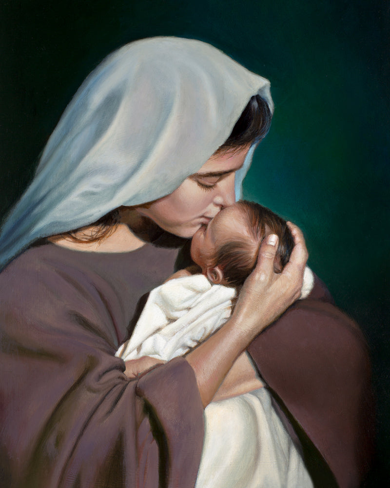 mothers love by liz lemon swindle mary kissing baby jesus on the ...