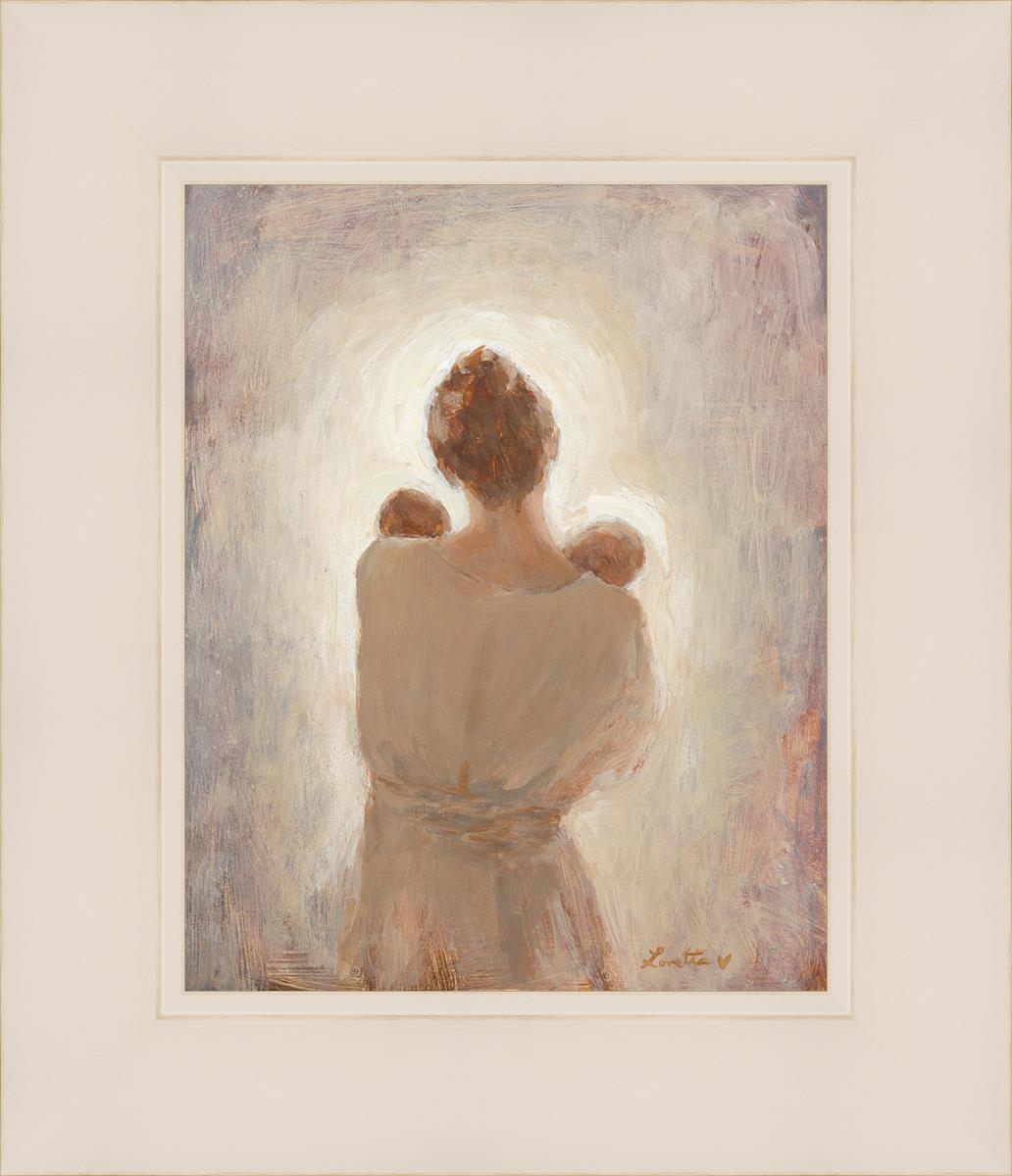 Two Little Loves Mother With Twins Fine Art Print of Original Painting 102  