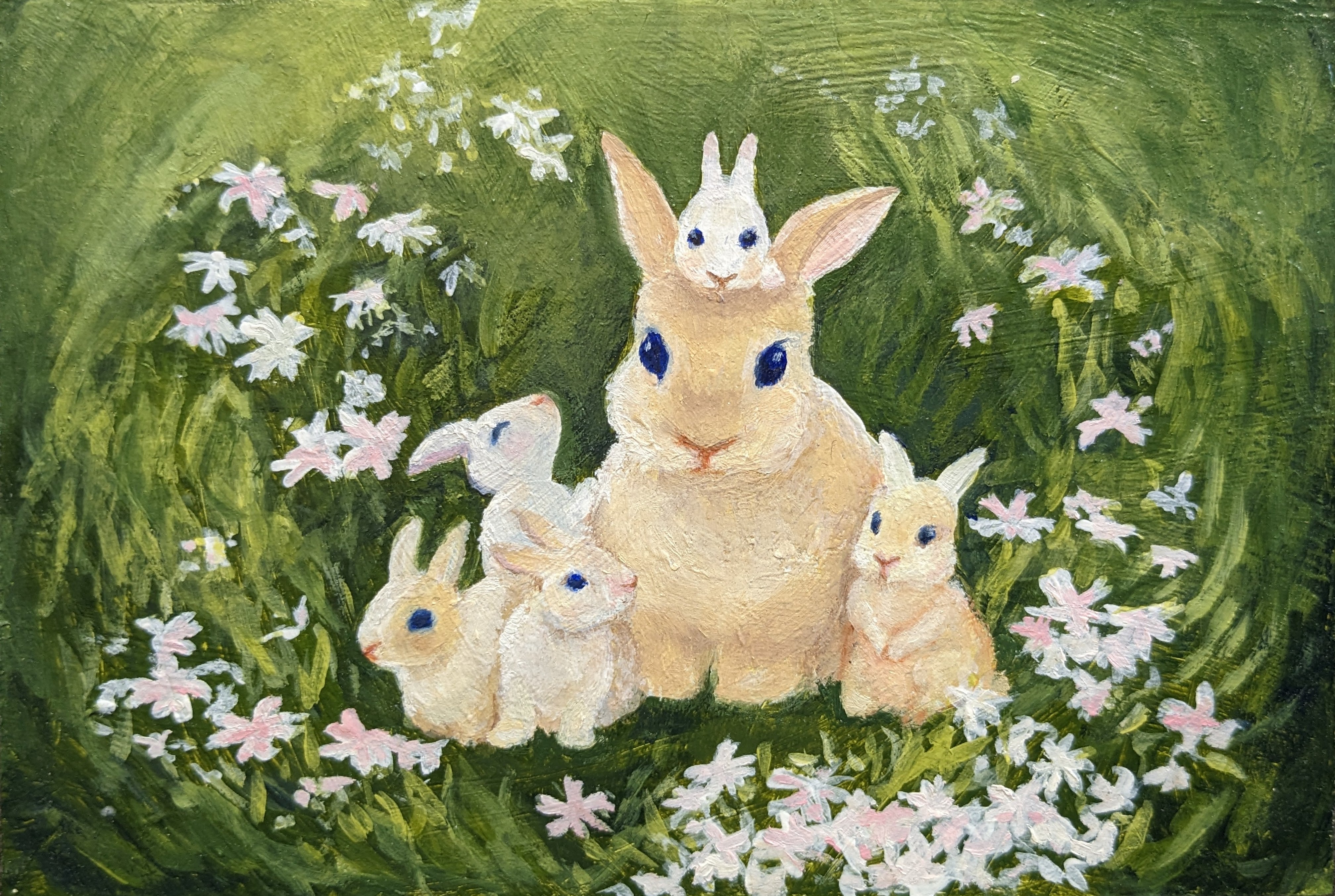 Bunny Cuddles Original Artwork