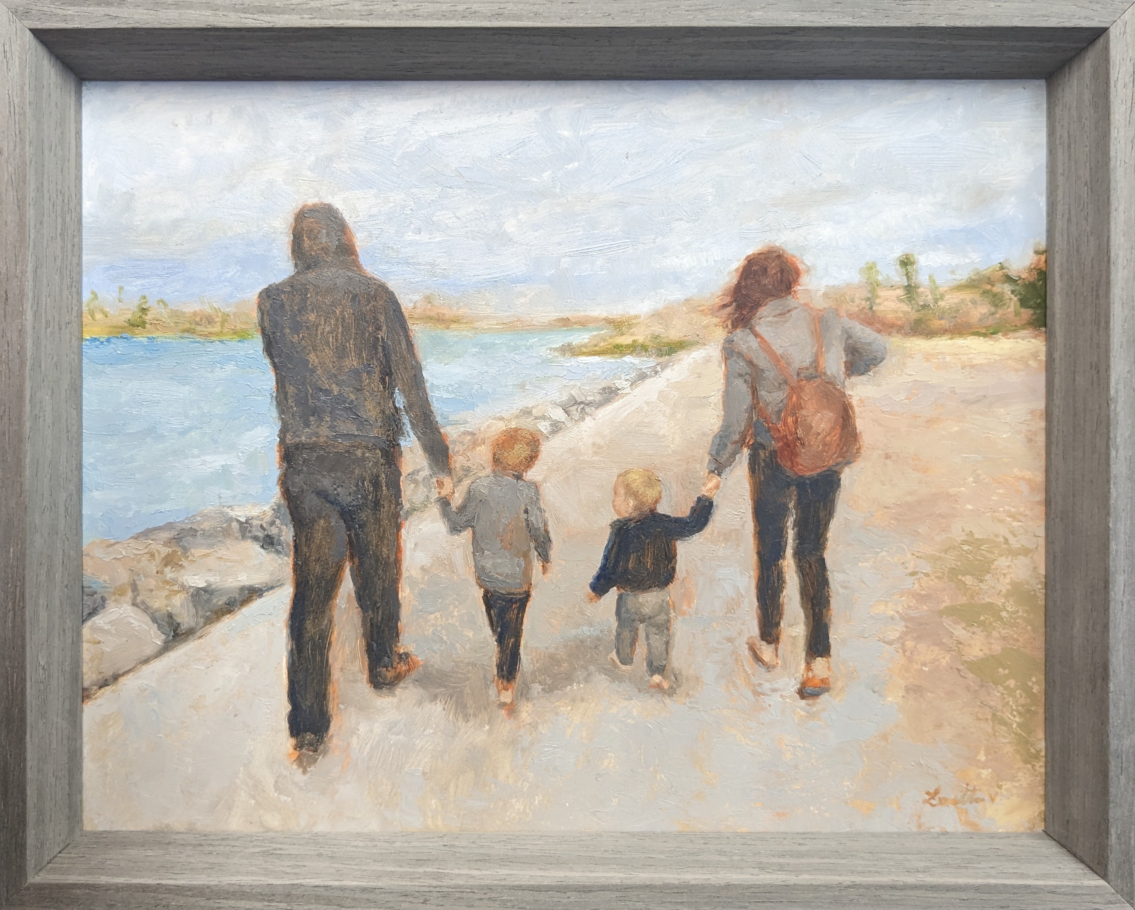 Family Walk on the Beach Original Artwork