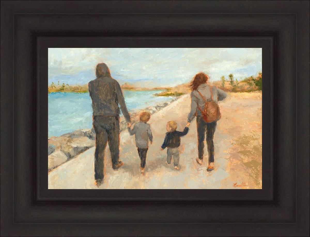 Family Walk On The Beach