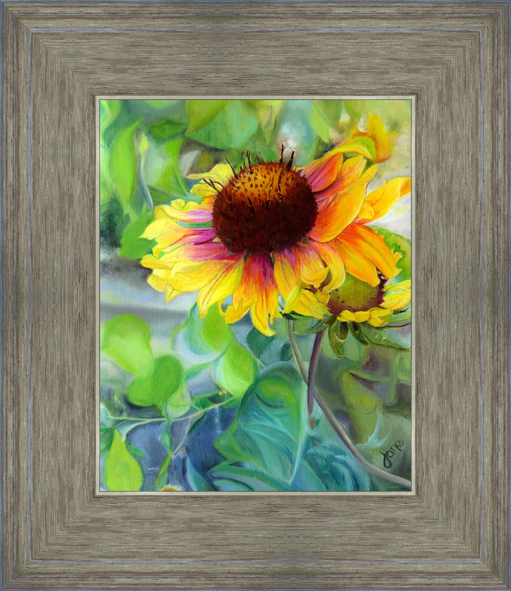 Honey authentic bee pollinating an Indian Blanket flower printed on a wrapped canvas