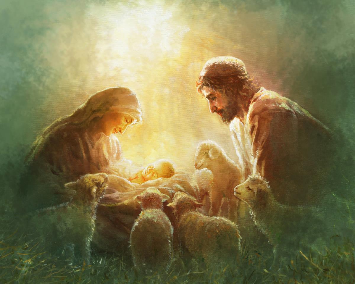 Immanuel is a painting that depicts Mary and Joseph looking at the new born baby Jesus - Yongsung Kim | Havenlight | Christian Artwork