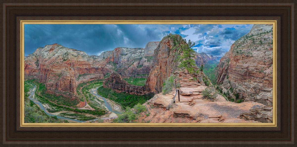 Angels Landing Panoramic Large Wall Art Open Edition Canvas / 55 X 22 Brown & Gold 65 1/2 32