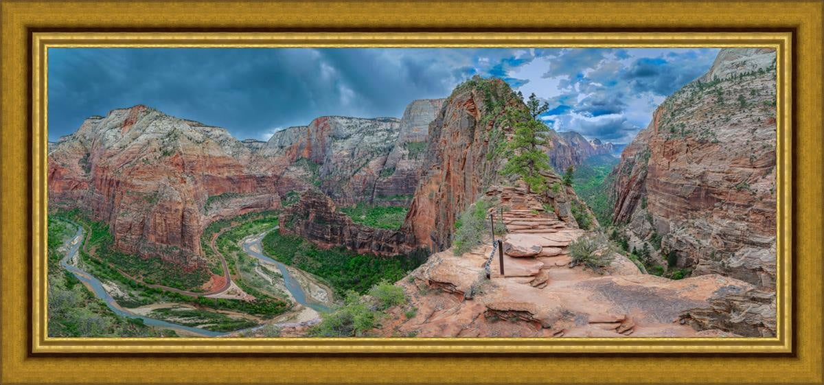 Angels Landing Panoramic Large Wall Art Open Edition Canvas / 55 X 22 Classic Gold 62 29