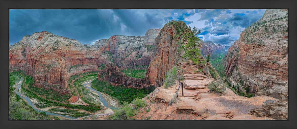 Angels Landing Panoramic Large Wall Art Open Edition Canvas / 55 X 22 Contemporary Matte Black 58