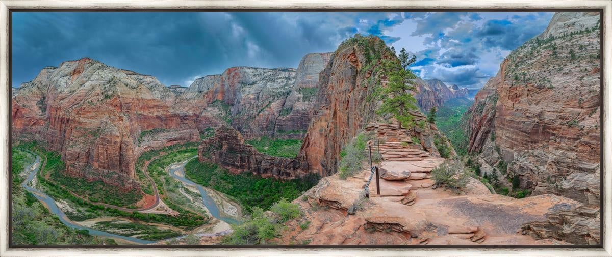 Angels Landing Panoramic Large Wall Art Open Edition Canvas / 55 X 22 Contemporary Silver 57 24