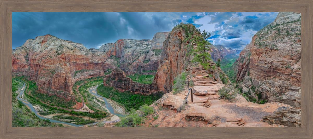 Angels Landing Panoramic Large Wall Art Open Edition Canvas / 55 X 22 Light Brown Wood Grain 59 1/4