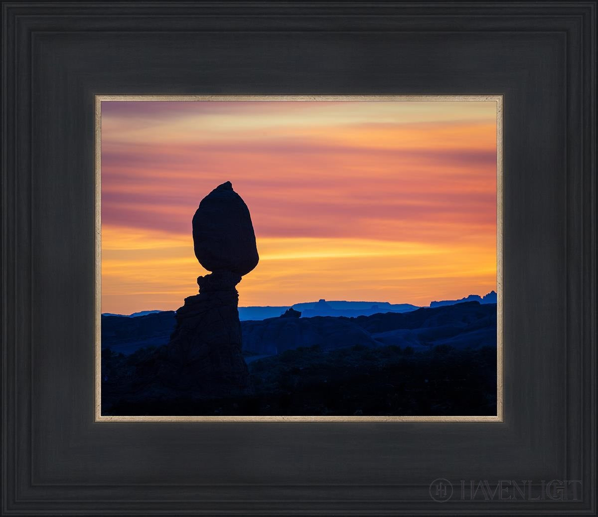 Balancing Rock At Sunset Arches National Park Utah Open Edition Print / 10 X 8 Black 14 3/4 12 Art