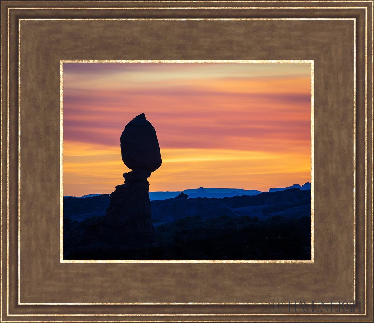 Balancing Rock At Sunset Arches National Park Utah Open Edition Print / 10 X 8 Gold 14 3/4 12 Art