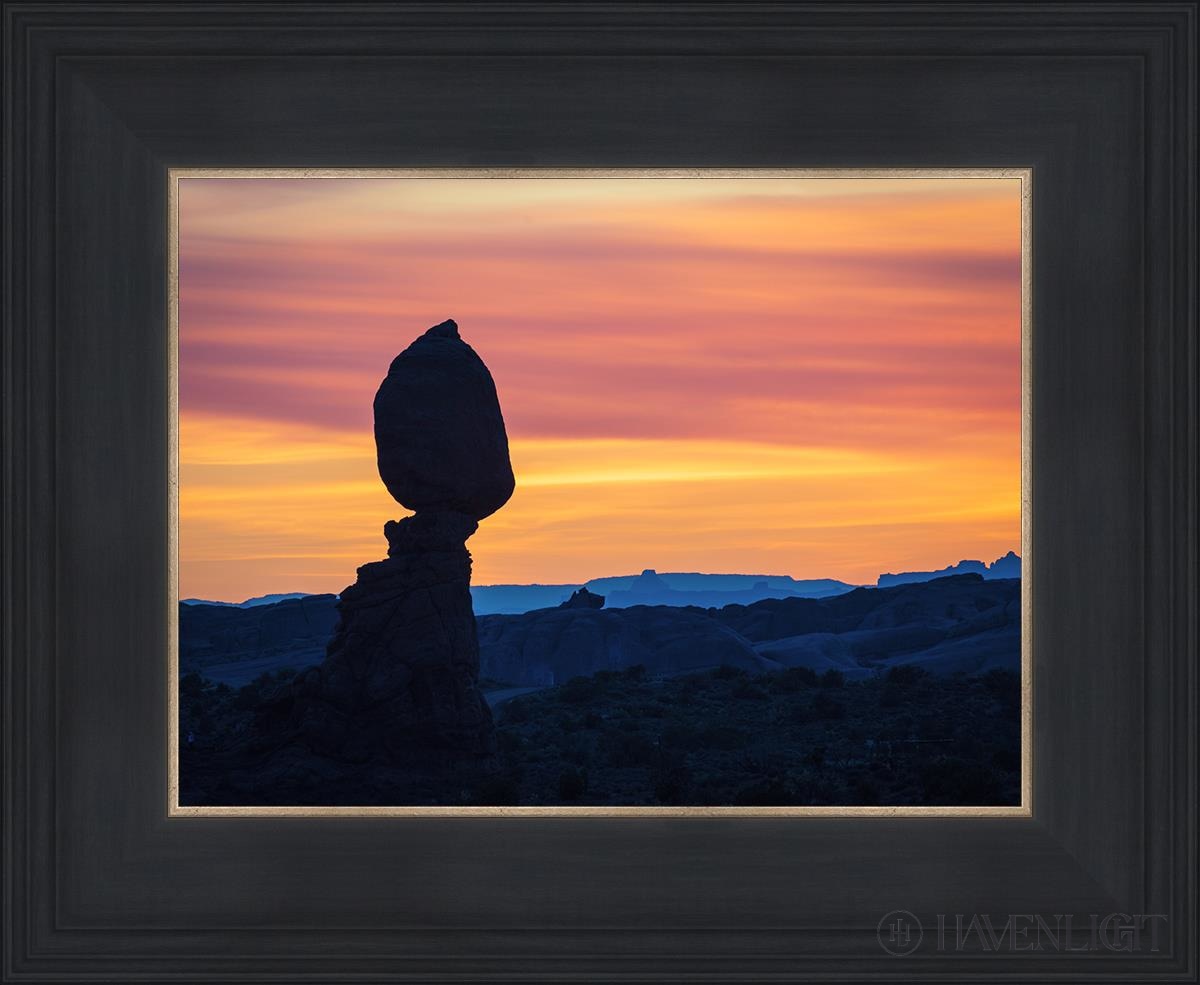 Balancing Rock At Sunset Arches National Park Utah Open Edition Print / 12 X 9 Black 16 3/4 13 Art
