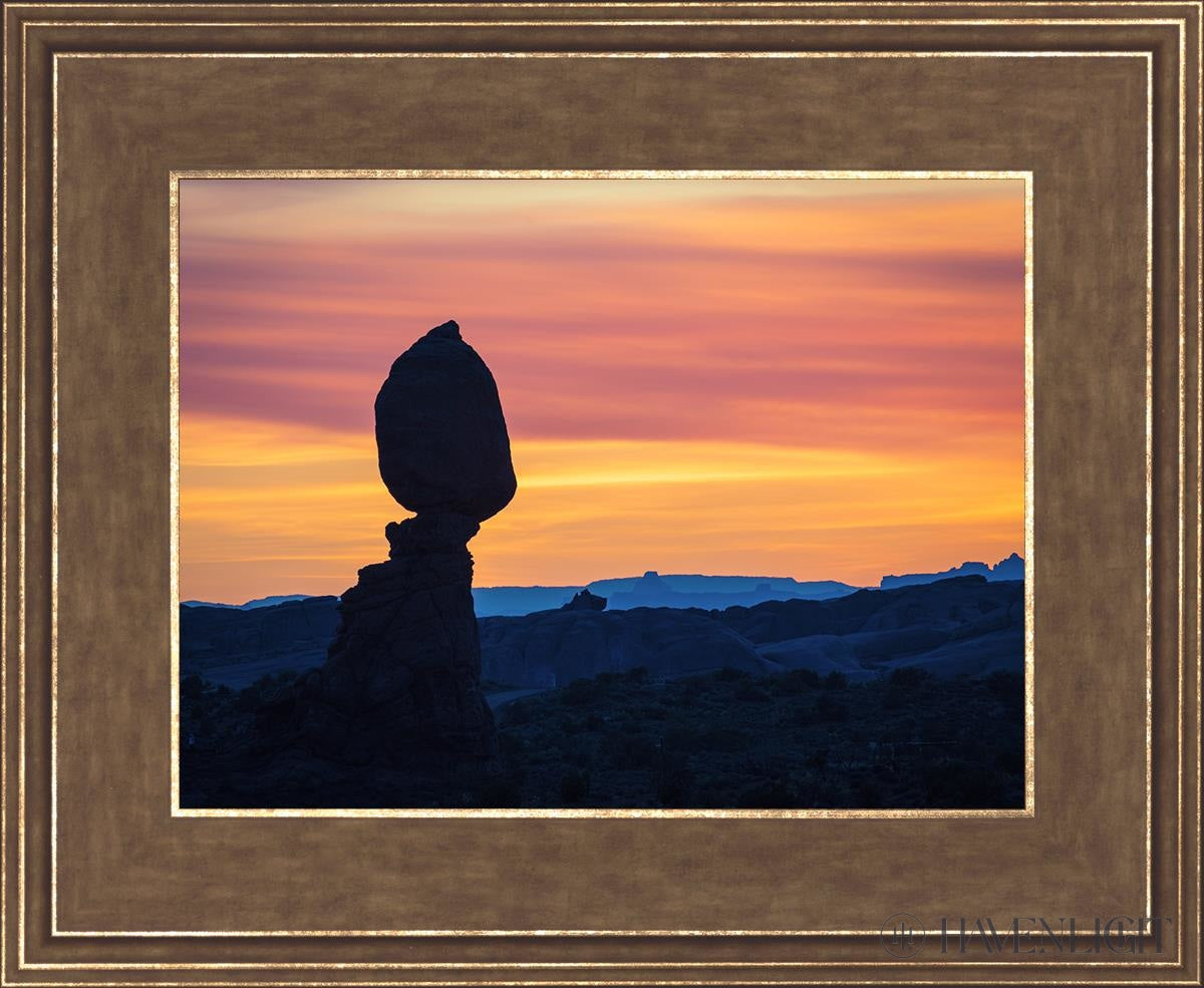 Balancing Rock At Sunset Arches National Park Utah Open Edition Print / 12 X 9 Gold 16 3/4 13 Art