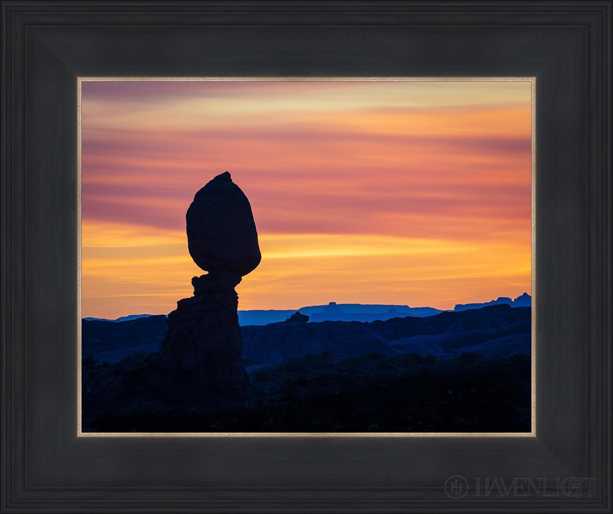 Balancing Rock At Sunset Arches National Park Utah Open Edition Print / 14 X 11 Black 18 3/4 15 Art