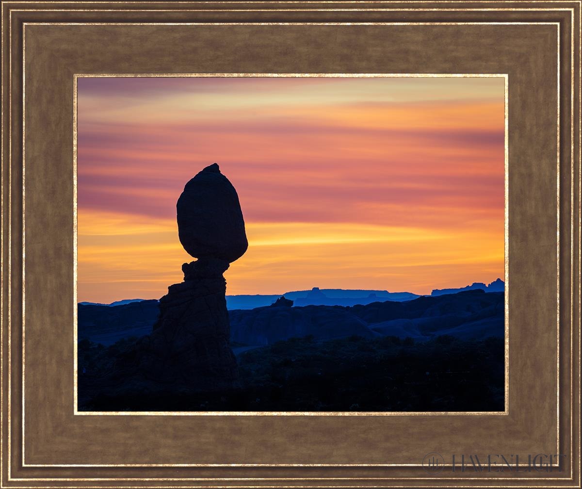 Balancing Rock At Sunset Arches National Park Utah Open Edition Print / 14 X 11 Gold 18 3/4 15 Art