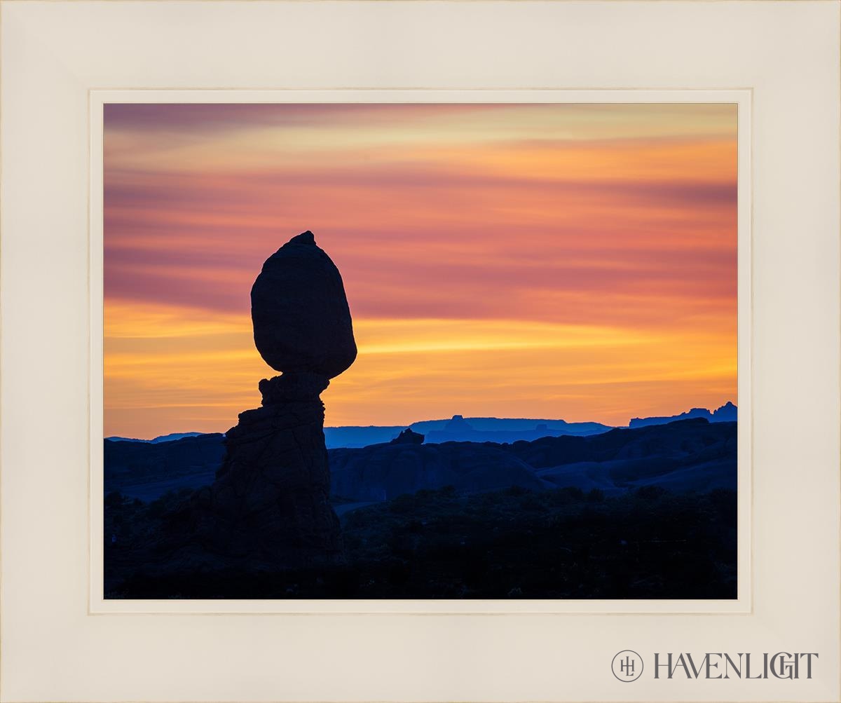 Balancing Rock At Sunset Arches National Park Utah Open Edition Print / 14 X 11 White 18 1/4 15 Art