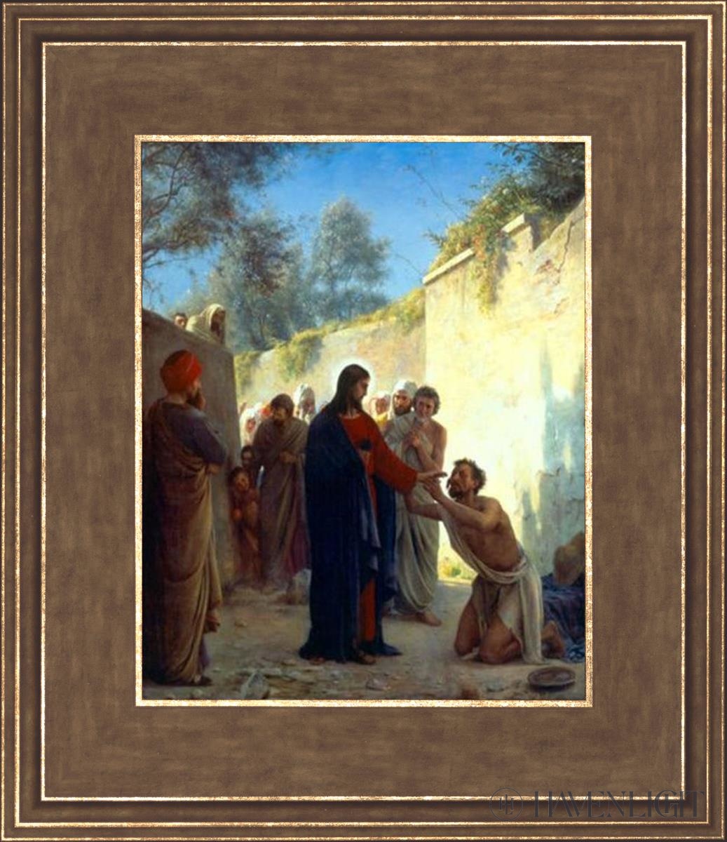 Christ Healing Open Edition Print / 8 X 10 Gold 12 3/4 14 Art
