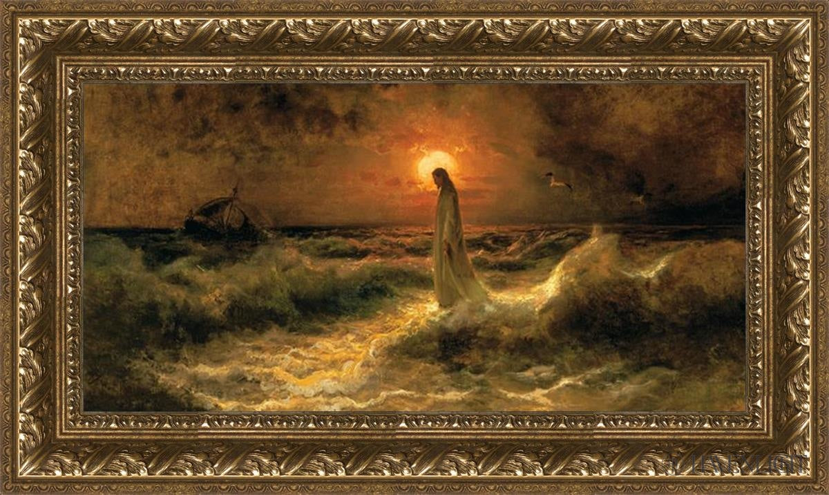 Christ Walking On The Water Open Edition Canvas / 24 X 12 Gold 29 3/4 17 Art